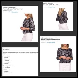 Michael Kors Cheetah Print Peasant Top